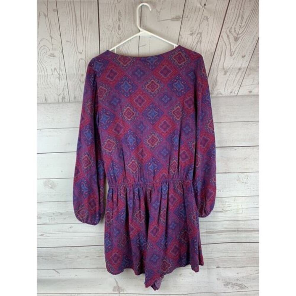 American Eagle Romper Womens‎ Small Purple Boho Long Sleeve Purple Diamond - Picture 2 of 5